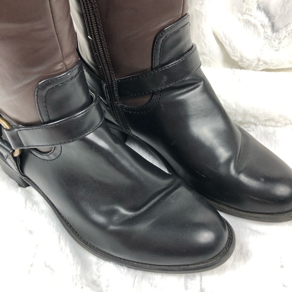 Chaps Brown And Black Rider Boots with a Buckle 7B - Picture 11 of 14